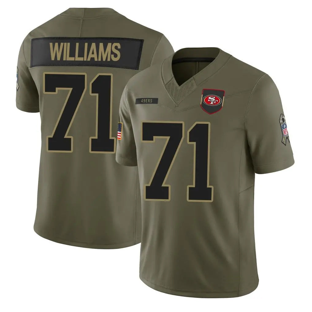 SF.49ers #71 Trent Williams Player Salute To Service Limited Olive Football Jerseys football jersey product view 1