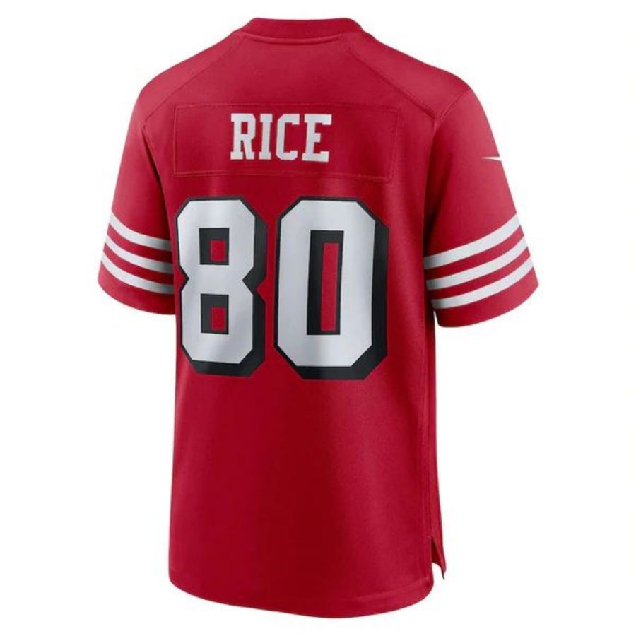 #80 Jerry Rice Player SF.49ers Scarlet Alternate Game Football Jerseys football jersey product view 1