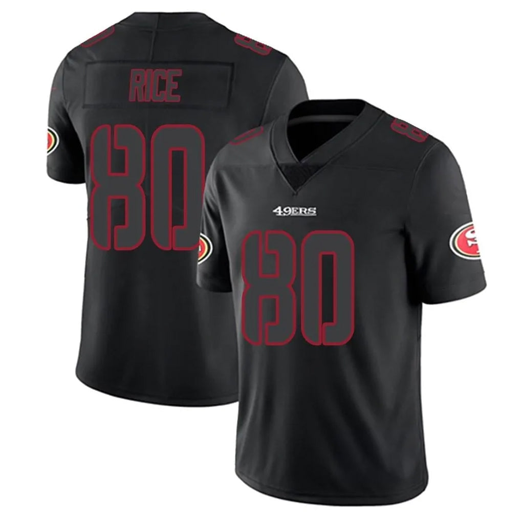 SF.49ers #80 Jerry Rice Player Black Limited Rush Impact Football Jerseys football jersey product view 1