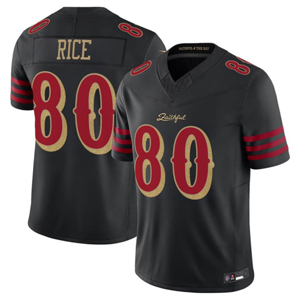 SF.49ers #80 Jerry Rice Player Black Vapor F.U.S.E. Limited Football Jerseys football jersey product view 1