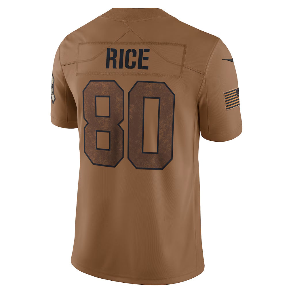 SF.49ers #80 Jerry Rice Player Brown Salute To Service Limited Football Jerseys football jersey product view 1