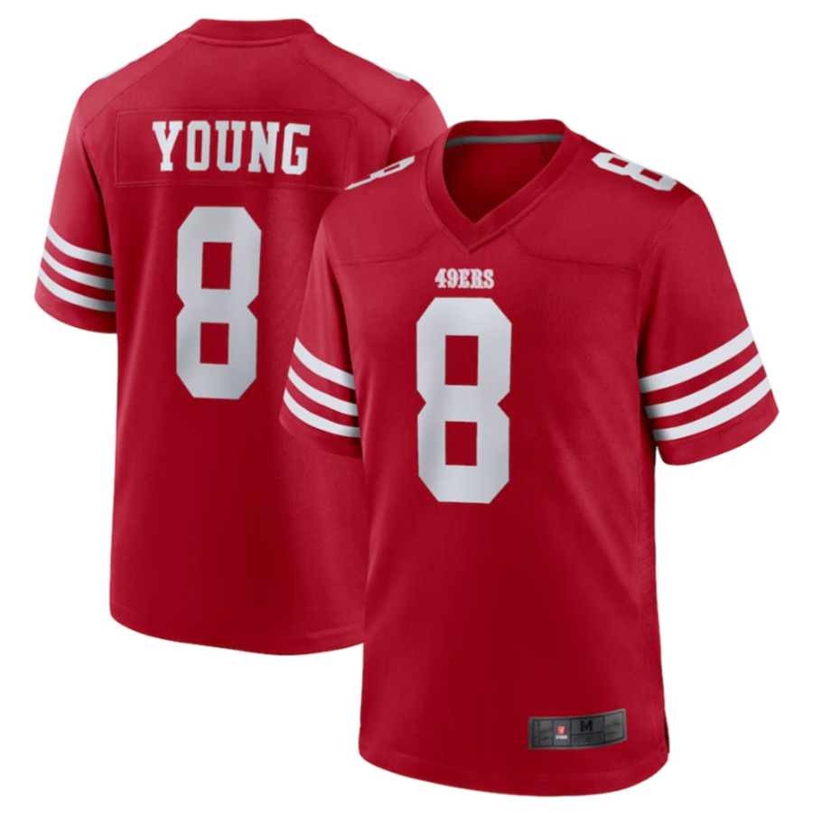 #8 Steve Young Player SF.49ers Scarlet Game Football Jerseys football jersey product view 2