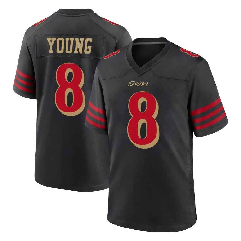 SF.49ers #8 Steve Young Player Black Rivalries Collection Game Football Jerseys football jersey product view 1