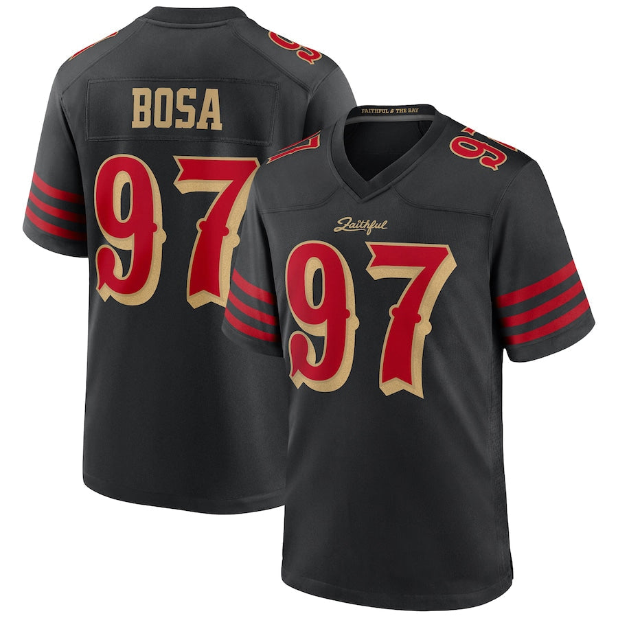 SF.49ers #97 Nick Bosa Player Rivalries Collection Black Game Football Jerseys football jersey product view 2