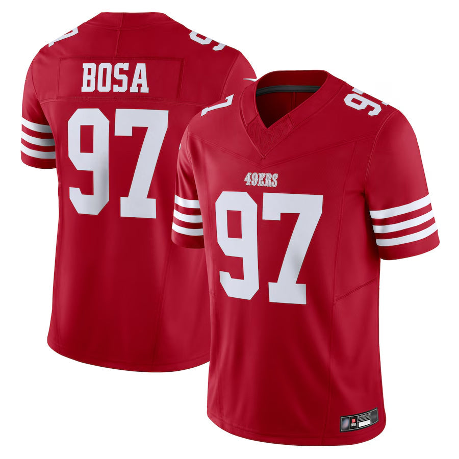 SF.49ers #97 Nick Bosa Player Scarlet Vapor F.U.S.E. Limited Football Jerseys football jersey product view 1