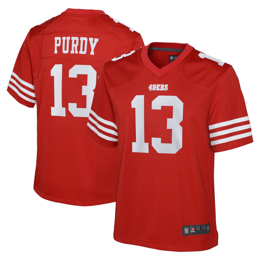 SF.49ers Home Game Football Jerseys - Scarlet - #13 Brock Purdy Player football jersey product view 1
