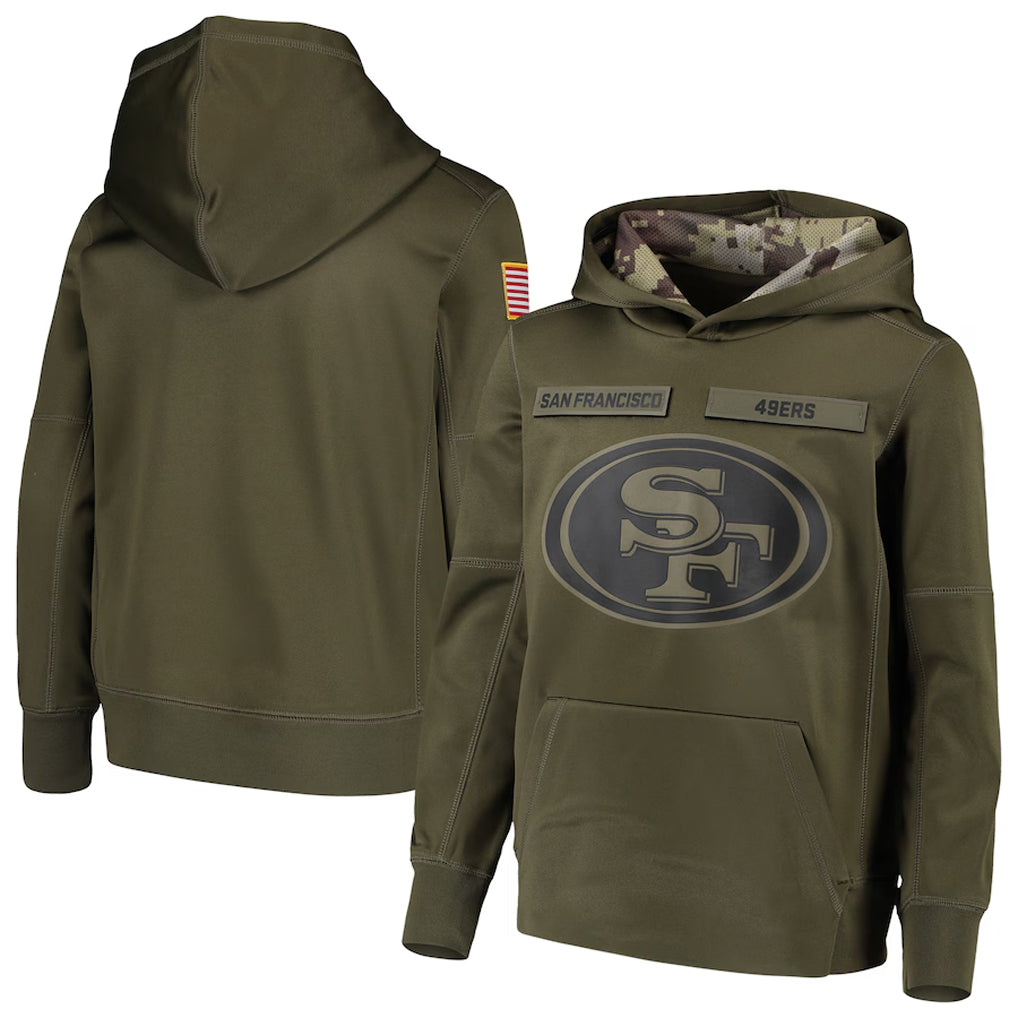 SF.49ers Salute To Service Olive Hoodie Player Football Jerseys football jersey product view 1