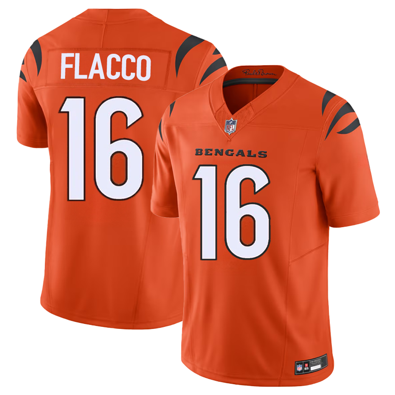 Joe Flacco Cincinnati Bengals Jersey - Orange football jersey product view 1