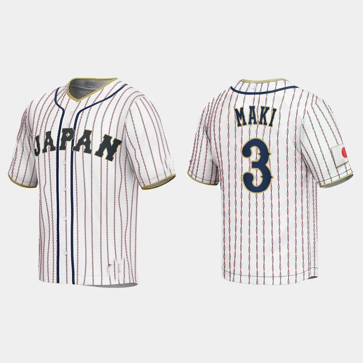 #3 SHUGO MAKI JAPAN BASEBALL 2023 WORLD BASEBALL CLASSIC JERSEY ¨C WHITE Stitches Baseball Jerseys baseball jersey product view 1