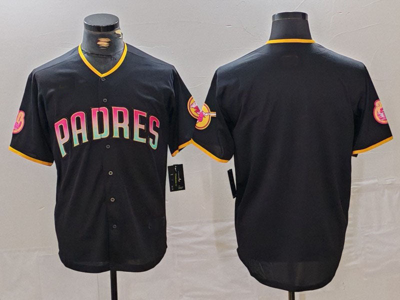 San Diego Padres Blank Black Cool Base Stitched Baseball Jersey baseball jersey product view 1