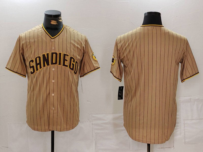 San Diego Padres Blank Tan Cool Base Stitched Baseball Jersey baseball jersey product view 1
