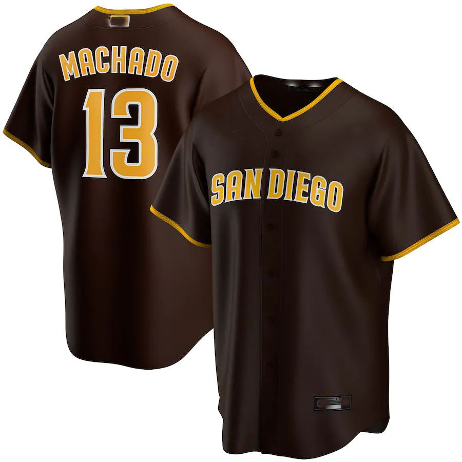 San Diego Padres #13 Manny Machado Brown Alternate Replica Player Jersey Baseball Jerseys baseball jersey product view 1