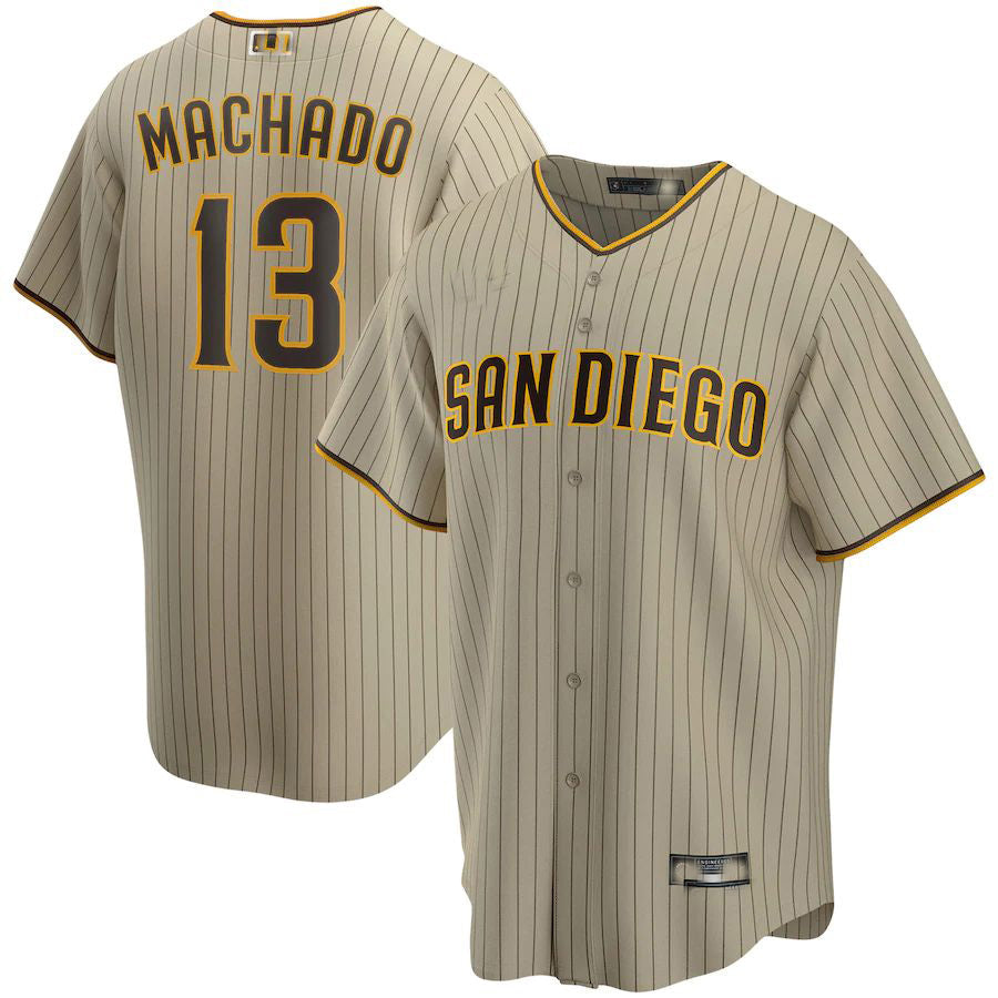 San Diego Padres #13 Manny Machado Tan Alternate Replica Player Jersey Baseball Jerseys baseball jersey product view 1