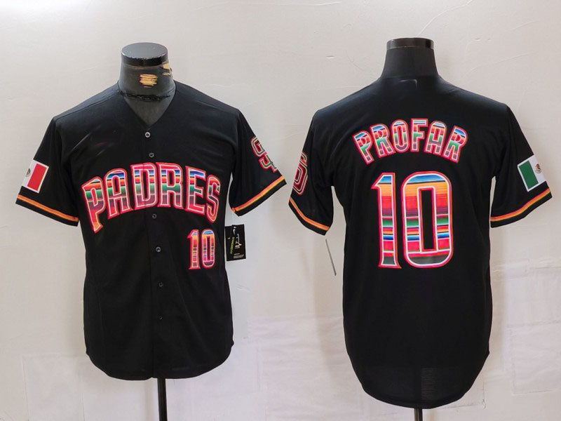 San Diego Padres #10 Jurickson Profar Black Mexico Cool Base Stitched Baseball Jersey baseball jersey product view 1
