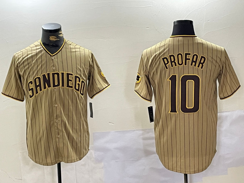 San Diego Padres #10 Jurickson Profar Khaki Team Logo Cool Base Stitched Baseball Jersey baseball jersey product view 1