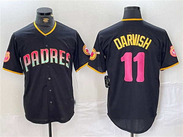 San Diego Padres #11 Yu Darvish Black Cool Base Stitched Baseball Jersey baseball jersey product view 1