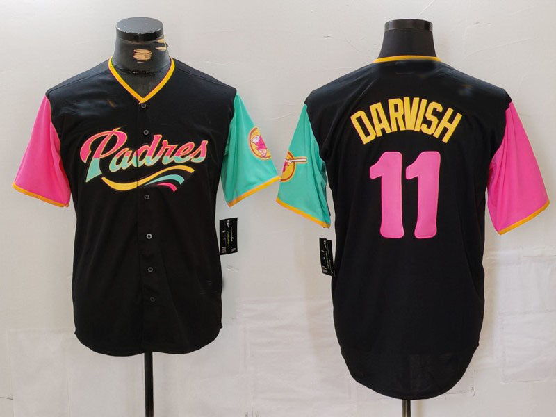 San Diego Padres #11 Yu Darvish Black Fashion Baseball Jersey baseball jersey product view 1