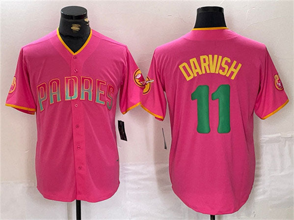 San Diego Padres #11 Yu Darvish Pink Cool Base Stitched Baseball Jersey baseball jersey product view 1