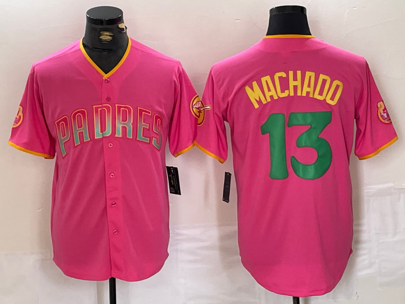 San Diego Padres #13 Manny Machado Pink Cool Base Stitched Baseball Jersey baseball jersey product view 1