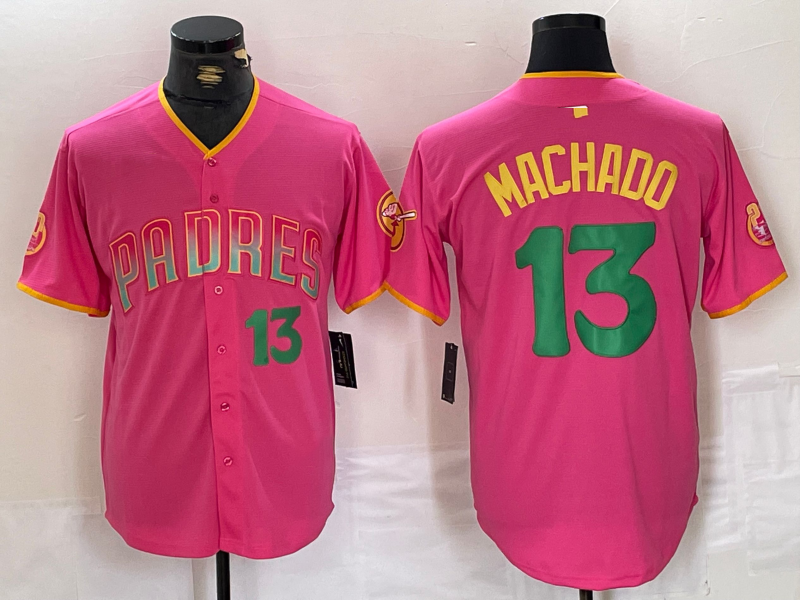 San Diego Padres #13 Manny Machado Pink Cool Base Stitched Baseball Jerseys baseball jersey product view 1