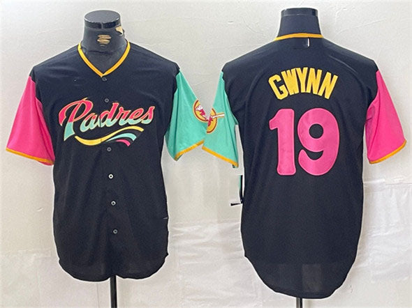 San Diego Padres #19 Tony Gwynn Black City Connect Cool Base Stitched Baseball Jersey baseball jersey product view 1