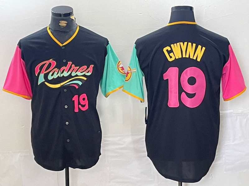 San Diego Padres #19 Tony Gwynn Black City Connect Cool Base Stitched Baseball Jerseys baseball jersey product view 1