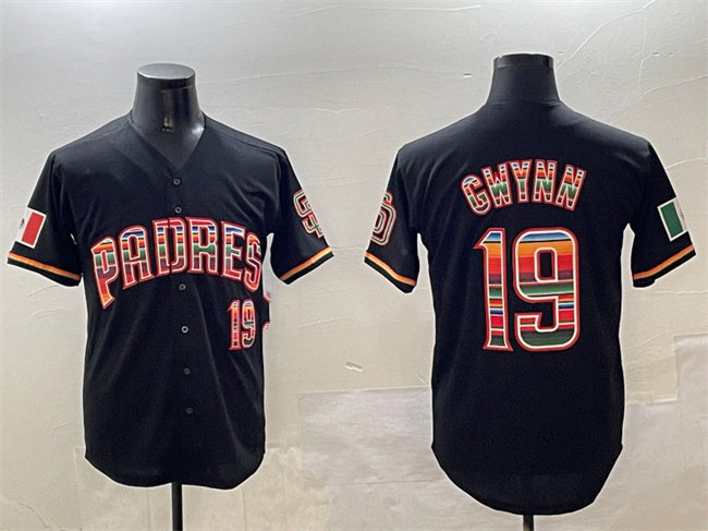 San Diego Padres #19 Tony Gwynn Black Mexico Cool Base Stitched Baseball Jersey baseball jersey product view 1