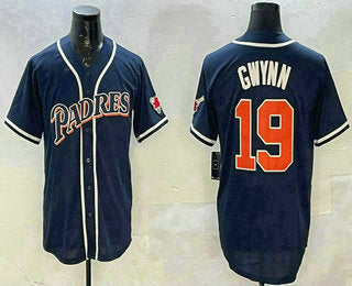 San Diego Padres #19 Tony Gwynn Navy Blue Stitched Cool Base Baseball Jersey baseball jersey product view 1