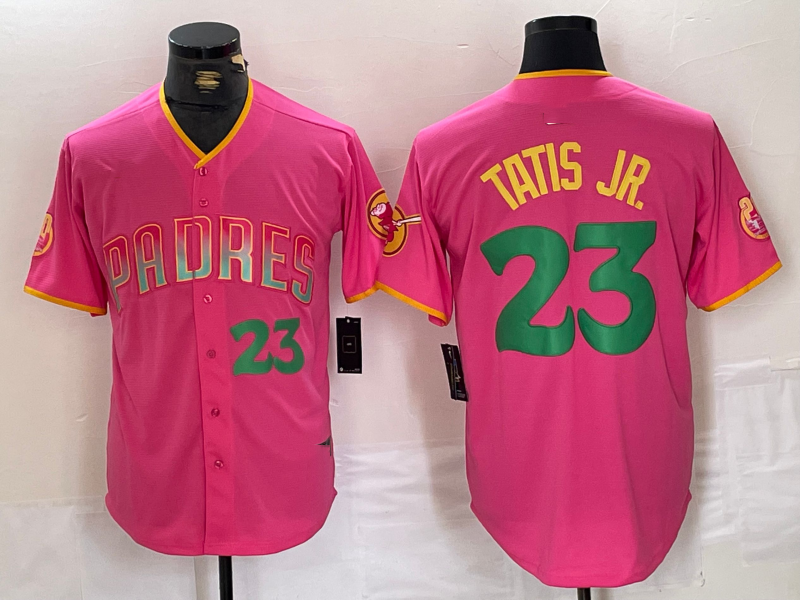 San Diego Padres #23 Fernando Tatis Jr. Pink Cool Base Stitched Baseball Jerseys baseball jersey product view 1
