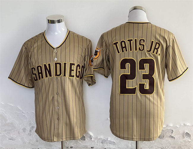 San Diego Padres #23 Fernando Tatis Jr. Tan Stitched Baseball Jersey baseball jersey product view 1