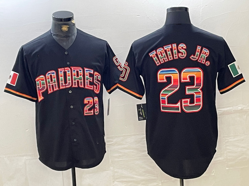 San Diego Padres #23 Fernando Tatis Jr Black Rainbow Mexico Cool Base Stitched Baseball Jerseys baseball jersey product view 1