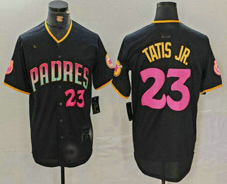San Diego Padres #23 Fernando Tatis Jr Number Black 20th Anniversary Cool Base Stitched Baseball Jersey baseball jersey product view 1