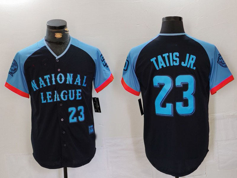 San Diego Padres #23 Fernando Tatis Jr Number Navy 2024 All Star Limited Stitched Baseball Jersey baseball jersey product view 1