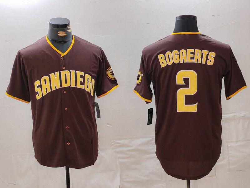 San Diego Padres #2 Xander Bogaerts Brown Cool Base Stitched Baseball Jersey baseball jersey product view 1