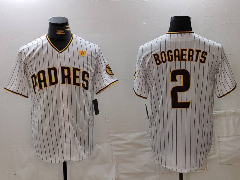 San Diego Padres #2 Xander Bogaerts White With PS Patch Cool Base Stitched Baseball Jersey baseball jersey product view 1