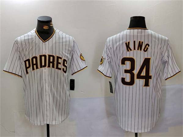 San Diego Padres #34 Michael King White Cool Base Stitched Baseball Jersey baseball jersey product view 1