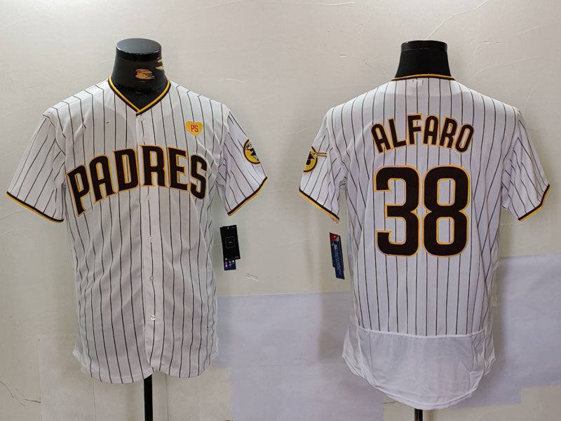 San Diego Padres #38 Jorge Alfaro White With PS Patch Stitched Flex Base Baseball Jersey baseball jersey product view 1