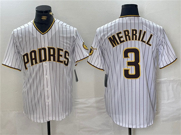 San Diego Padres #3 Jackson Merrill White Cool Base Stitched Baseball Jersey baseball jersey product view 1