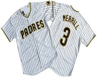 San Diego Padres #3 Jackson Merrill White Pinstripe Limited Stitched Baseball Jersey baseball jersey product view 1