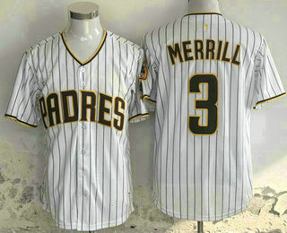 San Diego Padres #3 Jackson Merrill White Pinstripe Limited Stitched Baseball Jersey baseball jersey product view 1