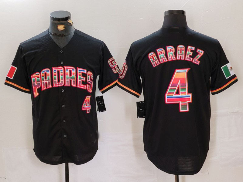 San Diego Padres #4 Luis Arraez Black Mexico Cool Base Stitched Baseball Jersey baseball jersey product view 1