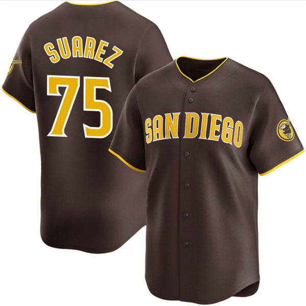 San Diego Padres #75 Robert Suarez Brown 2024 Away Limited Stitched Baseball Jersey baseball jersey product view 1