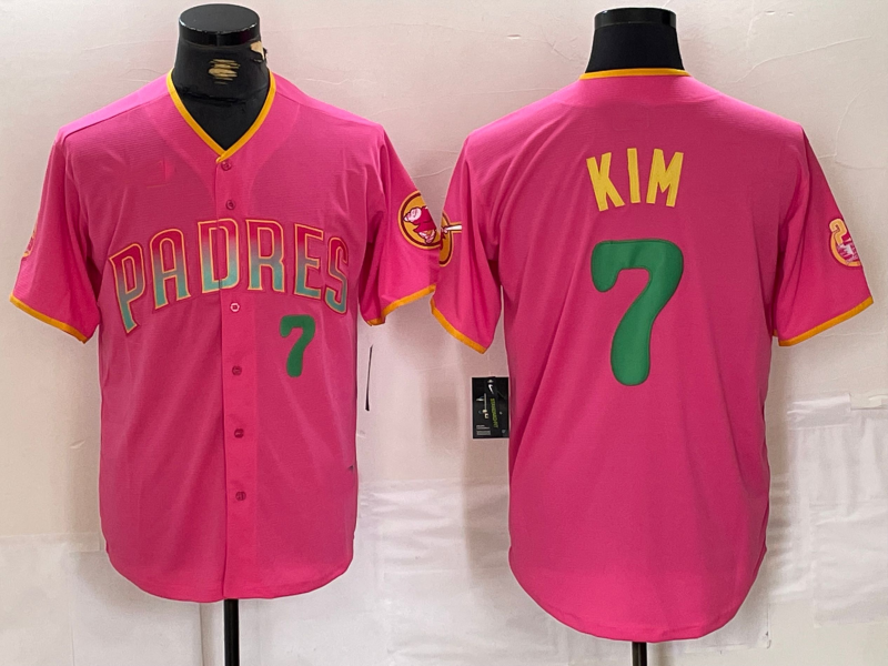 San Diego Padres #7 Ha Seong Kim Pink Player Number Fashion Baseball Jersey baseball jersey product view 1