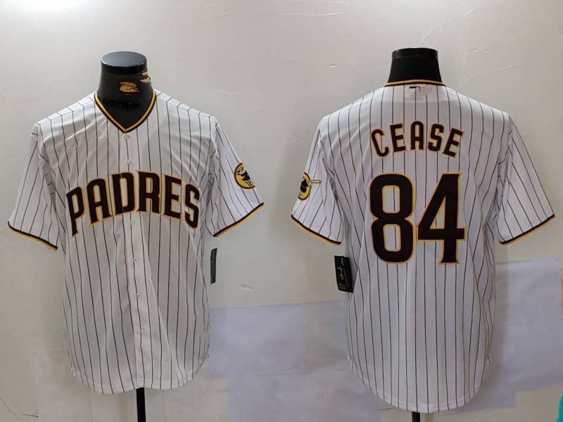 San Diego Padres #84 Dylan Cease White Team Logo Stitched Cool Base Baseball Jersey baseball jersey product view 1