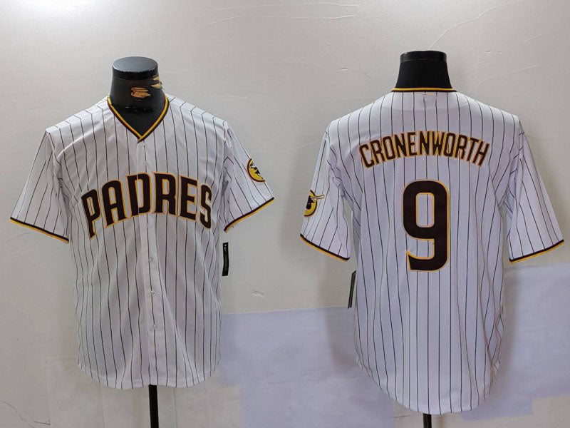 San Diego Padres #9 Jake Cronenworth White Team Logo Stitched Cool Base Baseball Jersey baseball jersey product view 1