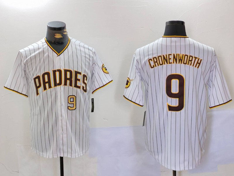 San Diego Padres #9 Jake Cronenworth White Team Logo Stitched Cool Base Baseball Jersey baseball jersey product view 1