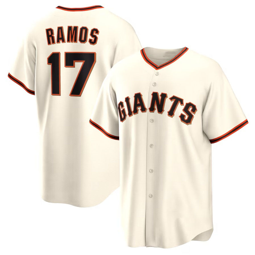 San Francisco Giants #17 Heliot Ramos Home Replica Jersey - Cream Stitched Baseball Jersey baseball jersey product view 1