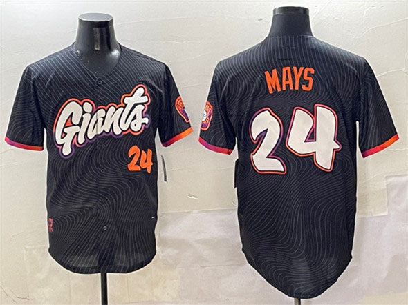 San Francisco Giants #24 Willie Mays Anthracite 2025 City Connect Limited Stitched Baseball Jersey baseball jersey product view 1