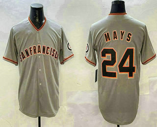 San Francisco Giants #24 Willie Mays Grey Limited Stitched Baseball Jersey baseball jersey product view 1