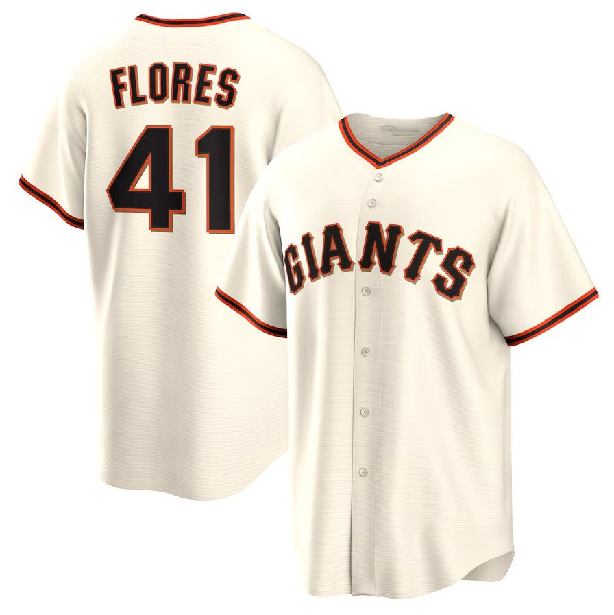 San Francisco Giants #41 Wilmer Flores Home Replica Jersey - Cream Stitched Baseball Jersey baseball jersey product view 1